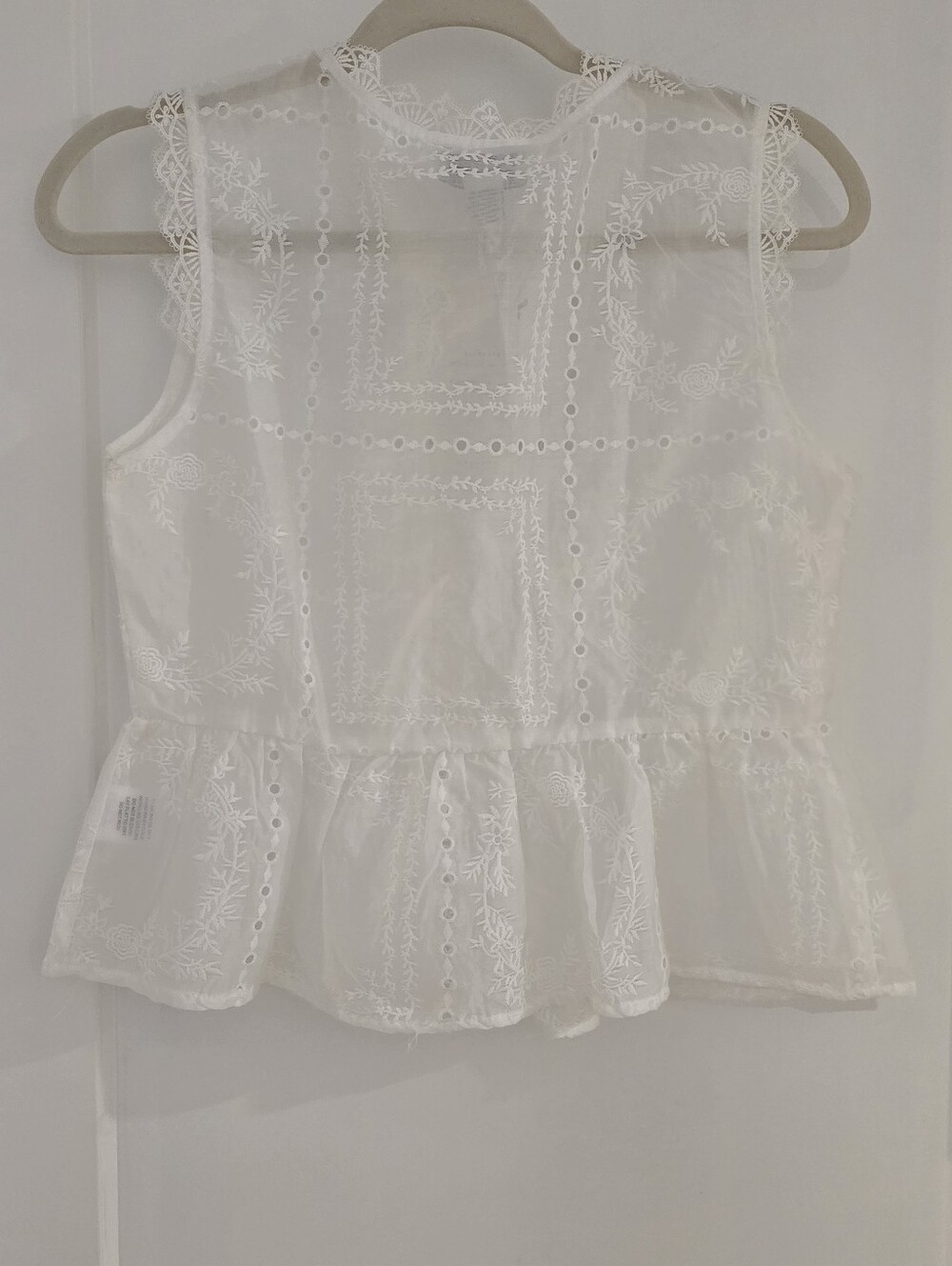 Calypso St. Barth White Eyelet Tie-Front Sleeveless Embroidered Blouse Msrp $245 - Picture 5 of 9